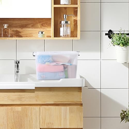4-Pack 10.5 Quart Clear Plastic Latch Storage Boxes with Lid | Clear BPA-free plastic, secure black latches, lid carry handle, ideal for pantry, closet, garage & kitchen storage - size: 10.5 quart