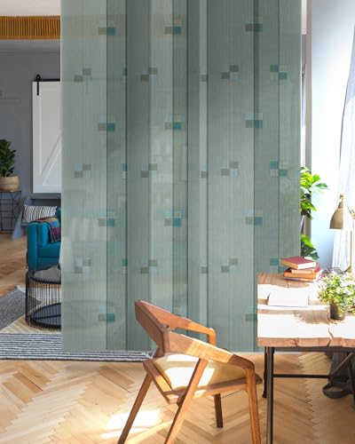 Panel Blinds Room Divider 45.8"-86" x 96", Spring | Woven Fabric Room Divider Panels for Closets and Windows with Adjustable Track and Trim-to-Fit Height - color: Spring