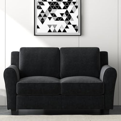 Bonzy Home 2 Piece Sofa Set, 2-Seater Sofa Couch Set of 2, Modern Comfy Sofa with Thick Cushion for Living Room Apartment Office, Black - color: Black, size: 58"+58"(2 + 2 Seat)
