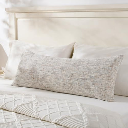 Textured Chenille Decorative Throw Pillow Cover for Bed 14x36 Soft Neutral Woven Lumbar Accent Boho Farmhouse Long Rectangle Cushion Case for Modern Home Decor Couch Sofa Bedroom Living Room - size: 36" x 14" (Pack of 1)