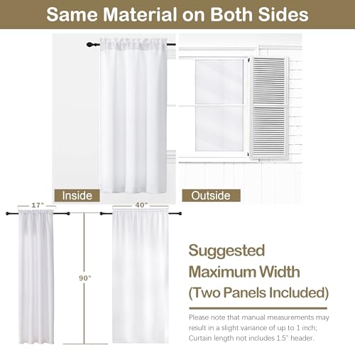 Pure White Blackout Curtains for Bedroom 90 Inch Length 2 Panels, Solid Thermal Insulated Soft Fabric Privacy Curtains, Modern Window Treatments Dual Rod Pocket Drapes, 2x40Wx90L Inches - color: Pure White, size: 40"W x 90"L (Pack of 2)