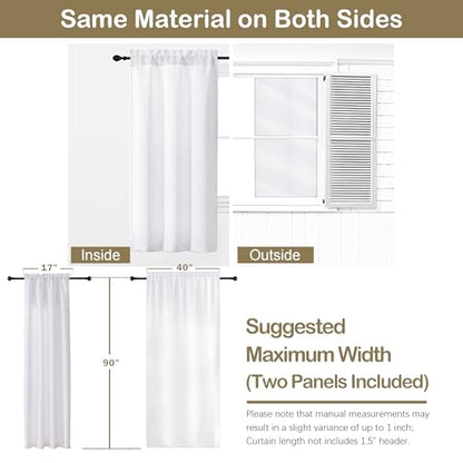 Pure White Blackout Curtains for Bedroom 90 Inch Length 2 Panels, Solid Thermal Insulated Soft Fabric Privacy Curtains, Modern Window Treatments Dual Rod Pocket Drapes, 2x40Wx90L Inches - color: Pure White, size: 40"W x 90"L (Pack of 2)
