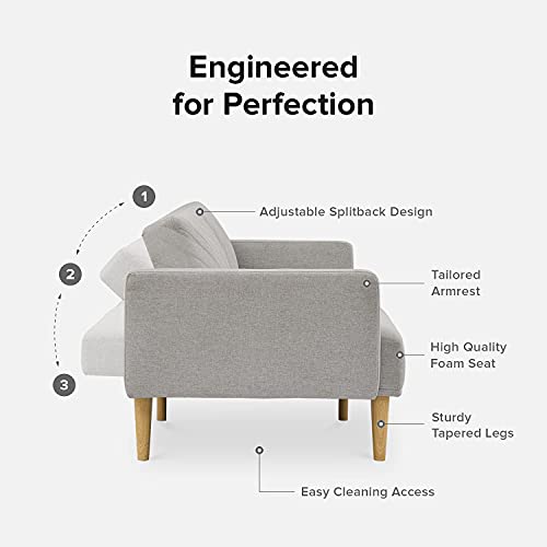 mopio 76.4" Futon Sofa Bed Chevron Styled, Sleeper Couch (Light Gray Fabric) - color: Light Gray Fabric