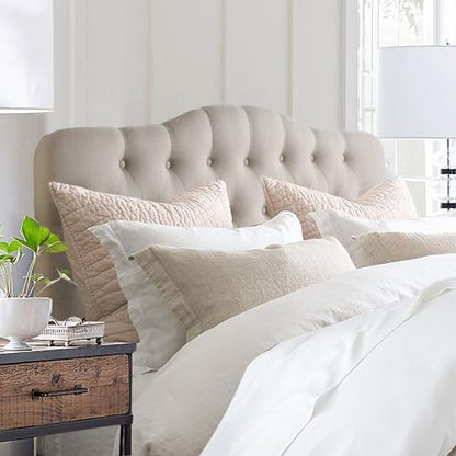 Rosevera Givanna Adjustable Height Headboard with Linen Upholstery and Button Tufting for Bedroom, Queen, Beige Linen - color: Beige Linen, size: Queen