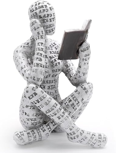 Reading Figurine Bookshelf Decor, Creative Abstract Thinker Statue, Home Office Modern Shelf Desk Book Decoration