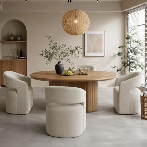 Compact Barrel Arm Chair with Casters, Upholstered Accent Chair with Open Back Cutout, Plush Rounded Seat, Pedestal Base for Living Room Bedroom Vanity, Taupe - color: Taupe
