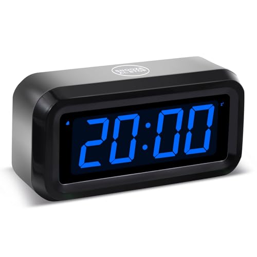 Digital Alarm Clock Battery Operated with LED Display for Bedrooms, Long Battery Life, 3 Brightness Adjustable, 12/24 Hour, Snooze, Black Case with Blue Digits - color: Black-dark Blue