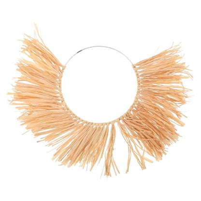 Boho Fan Seagrass Wall Hanging Decor, Rattan Wicker Basket Art, Chic Ornament for Bedroom, Living Room and Farmhouse Home 17.72x12.60x0.39in