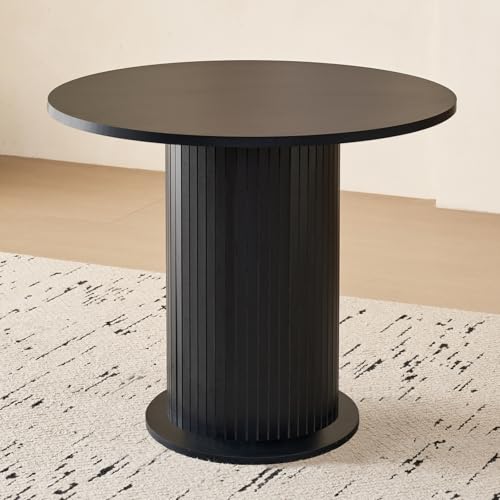 31.5" Round Dining Table for 2, Modern Small Pedestal Kitchen Table, Space Saving, for Apartment Dining Living Room,Black - color: Mini Black 31.5