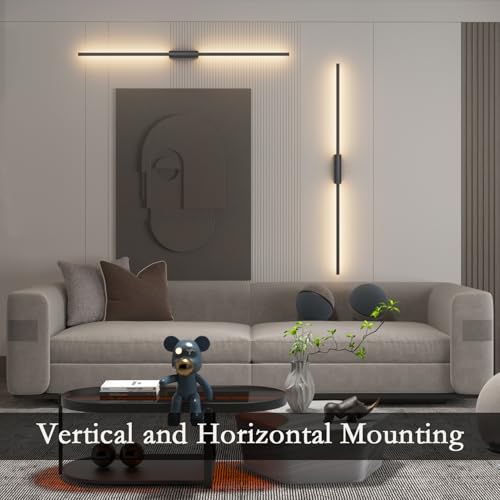 39.4In Battery Operated Wall Sconces Set of Two,12000mAh Wireless Rechargeable Sconces 3 Colors Dimmable with Remote for Living Room Bedroom - size: 39.4Inch