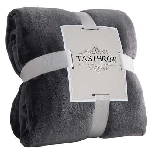 TASTHROW Grey Throw Blanket 50x60 Inches | Soft Plush Cozy Fleece Flannel Throw Blanket, Lightweight Warm Throws for Bed, Couch, Bedroom and Living Room, All Seasons - color: Grey, size: 50"x60"