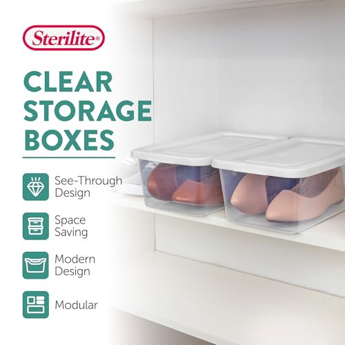 Sterilite 6 Quart Storage Box, Clear Plastic with White Snap Lid, 12 Pack - size: 6 Quart, style: 12 Pack