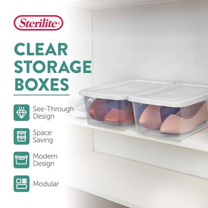 Sterilite 6 Quart Storage Box, Clear Plastic with White Snap Lid, 12 Pack - size: 6 Quart, style: 12 Pack