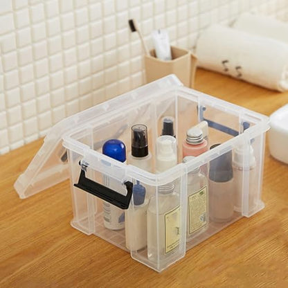 Ipetboom 5pcs Mini Plastic Storage Bins with Lids Small Tote Boxes Portable Organizer for Home and Office Storage