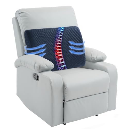 HOMBYS Lumbar Support Pillow for Recliner Chair, Memory Foam Back Support Cushion for Elderly,Extra Large Lumbar Support Pillow,Thick Backrest for Home Reading (Navy Blue, 20“x13.5"x5") - color: Navy Blue, size: 20“x13.5"x5"