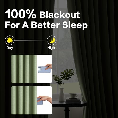 Sage Green Pinch Pleat Curtains Blackout with Hooks 60 Inch Wide Pleated Large Window Drapes Faux Linen Room Divider for Living Room Bedroom Patio Doors W60 xL90 1 Panel - color: Sage Green, size: 60"W x 90"L (Pack of 1)