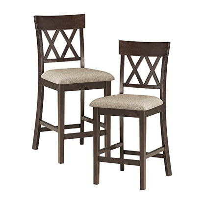 Lexicon Baronscourt 5-Piece Counter Height Dining Set (Cross Back), Dark Brown - color: Dark Brown, style: Cross Back Chair & Table