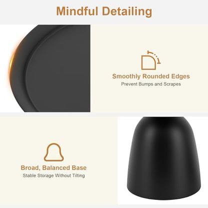 Gdrasuya10 Round Side Tables Set of 2, Large 15.7" Top, Metal Small Drink Accent Table Pedestal End Tables for Living Room Sofa Bedside Entryway & Office, Easy Assembly, Matte Black - color: Matte Black