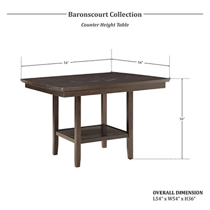 Lexicon Baronscourt 5-Piece Counter Height Dining Set (Cross Back), Dark Brown - color: Dark Brown, style: Cross Back Chair & Table