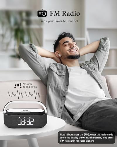 COLSUR Bluetooth Speaker with Wireless Charger, FM Radio, Dimmable LED Night Light, Stereo Sound Dual Wireless Speakers, 2500mAh Portable Speaker for Home Decoration, Bedroom, Office, Gift | FM Radio, Adjustable LED Night Light, 6 in 1 Bedroom Portable Sp