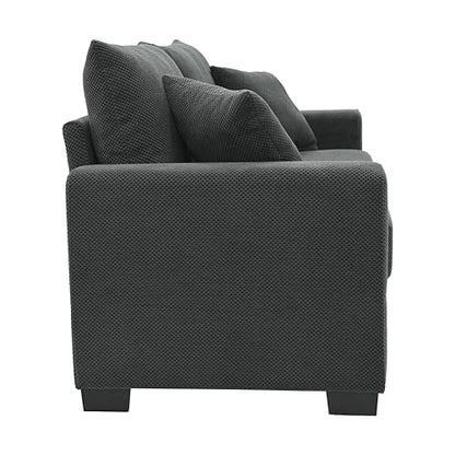 Loveseat Sofa, 69" Modern Upholstered 2-Seater Couch with 2 Throw Pillows, Deep Seat Thick Cushions, Wide Arms & High Density Foam, Small Couch for Bedroom Apartment (Dark Gray, Foam) - color: Dark Gray