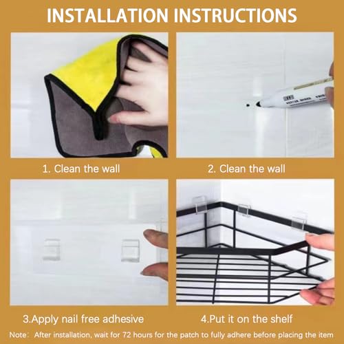 Rustproof Corner Shower Caddy 3 Pack,Stainless Steel Bathroom Storage Accessories,Durable No Drilling Shower Organiser,Adhesive Bathroom Shelves with Soap Holder Set,Black