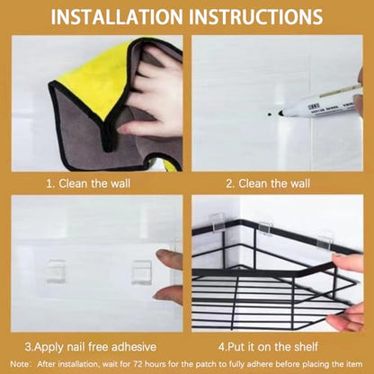 Rustproof Corner Shower Caddy 3 Pack,Stainless Steel Bathroom Storage Accessories,Durable No Drilling Shower Organiser,Adhesive Bathroom Shelves with Soap Holder Set,Black