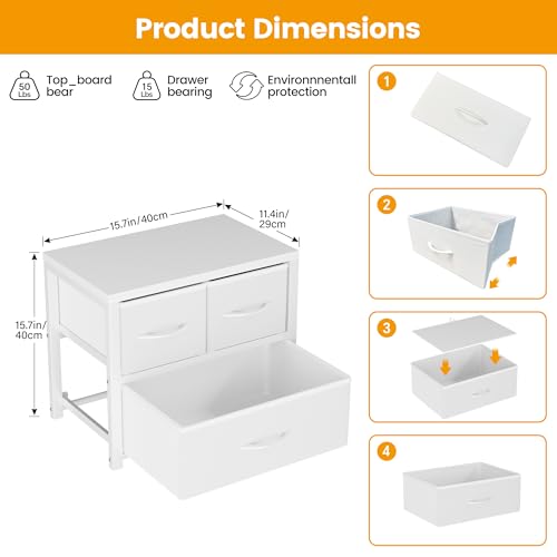 Homeiju Stackable 3-Drawer Fabric Dresser with Waterproof Wood Top – Closet Organizer & Storage Drawers for Bedroom, Modern Metal Frame Design (2 Tier-2 Pack) - size: 3-Drawer, 2-Tier, 2-Pack