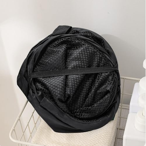 2Pack Mesh Pop Up Laundry Hamper, Foldable Laundry Basket with Side Pocket for Bedroom, Laundry Room, Travel, Cruise (Black+Blue) - color: Black + Sky Blue
