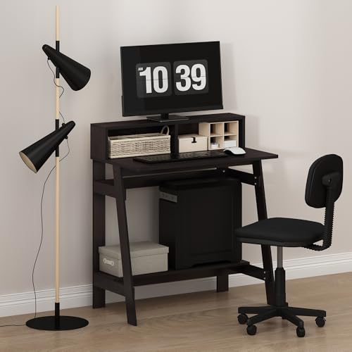 Furinno Simplistic A Frame Computer Desk, Dark Walnut | with Monitor Stand, A Frame Computer Desk, Office Desk, for Home Office, Bedroom, Study Room, Dorm - color: Dark Walnut, size: 32 inches