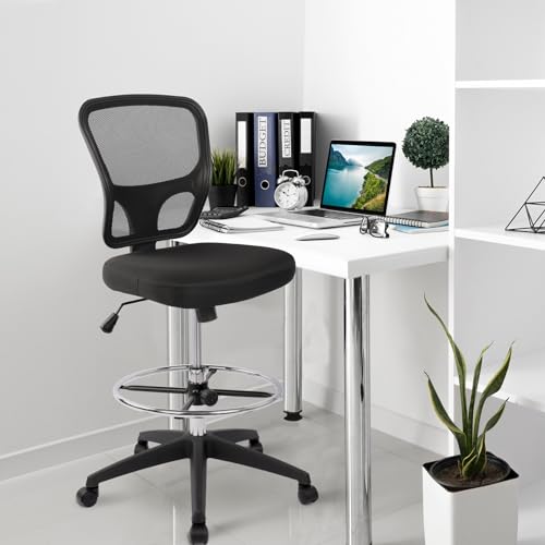 Ergonomic Office Chairs, Office Drafting Chair, Rolling Stool Chair Armless Standing Desk Chair with Footrest Bar Stools for Home,Office & Bar