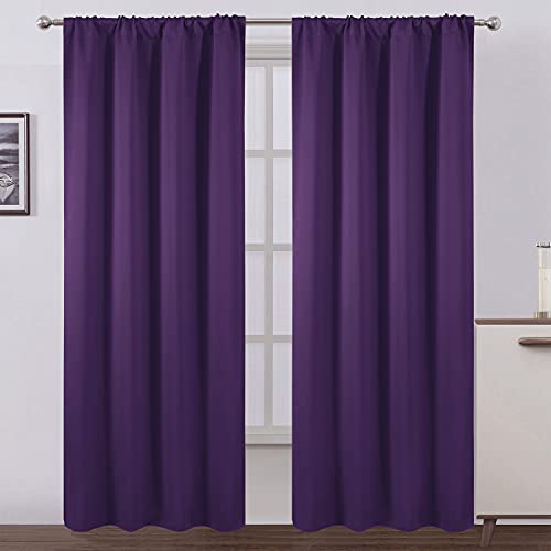 Purple Blackout Curtains/42 x 84 Inch/Set of 2 Panels Room Darkening Curtains for Bedroom - color: Purple, size: 42"W x 84"L (Pack of 2)