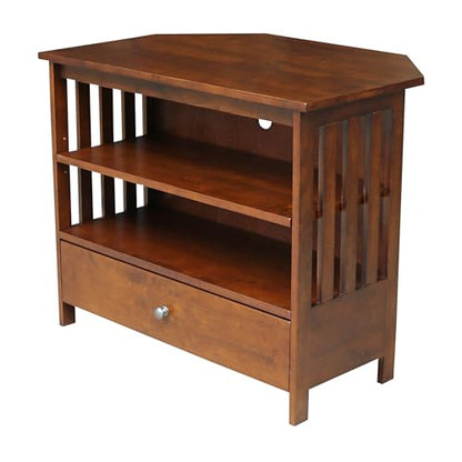 Solid Wood Mission Corner Enteinment/TV Stand, Espresso - color: Espresso