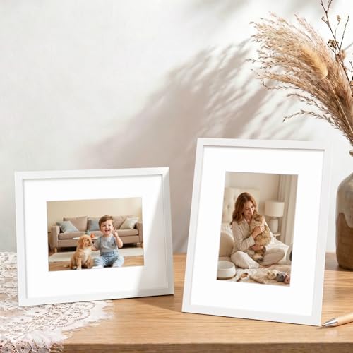 8x10 Picture Frame Set of 9, 10x8 Photo Frames with Plexiglass for 5x7 Pictures with Mat or 8x10 Without Mat, Art Collage for Wall Gallery and Tabletop Display, 8 x 10 Frame White - color: White, size: 8x10