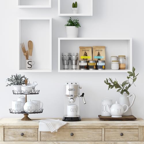 Wall Mount Shelf Set of 4, Floating Cube Shelves for Space Discovery Home and Commercial Use, Large Size Shelves Set, White - color: White, size: Set4