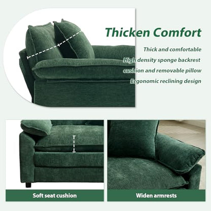 Green Modern Oversized Chair, Comfy Chenille Accent Chair Large Upholstered Armchair with Extra Thick and Deep Seat Lounge Chair for Living Room,Bedroom,Apartment - color: Green, size: 1