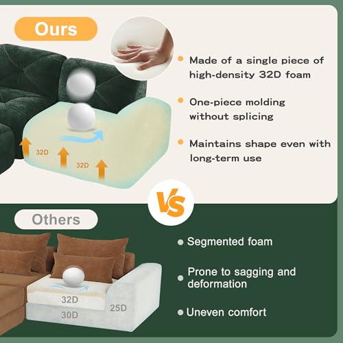 111" Velvet Modular Sofa Cama para Cuarto, Small Couches for Living Room with High Density Sponge, Cloud Loveseat with Tufted Design for Home Theater Study Space, Green - color: Green