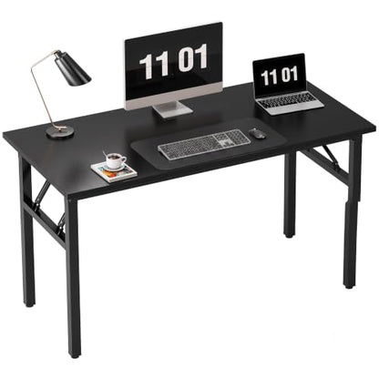 Need Computer Desk Office Desk 47 inches Folding Table with BIFMA Certification Computer Table Workstation No Install Needed, Black Brown | No-Assembly, Sturdy Foldable Desk for Home Office, Bedroom, Dorm Room, Student Study, Collapsible, Wide, Easy Stora
