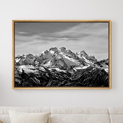SIGNWIN Framed Canvas Wall Art Snow Mountains Peyto Lake in Canada Landscape Wilderness Photography Modern Art Scenic Dramatic Black and White for Living Room, Bedroom, Office - 16"x24" Natural - color: B10-2103-spl03, size: 24"L x 16"W