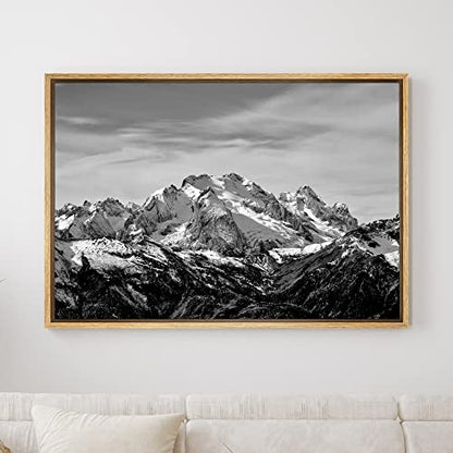 SIGNWIN Framed Canvas Wall Art Snow Mountains Peyto Lake in Canada Landscape Wilderness Photography Modern Art Scenic Dramatic Black and White for Living Room, Bedroom, Office - 16"x24" Natural - color: B10-2103-spl03, size: 24"L x 16"W