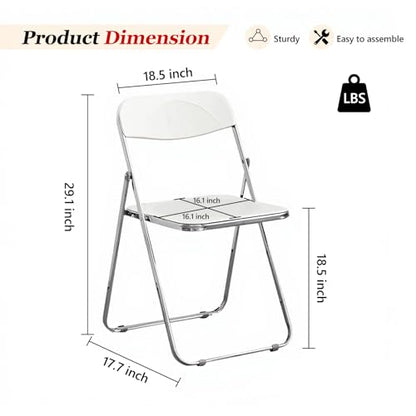 JPBSTO 4 Pack White Plastic Folding Chairs - Family Dining Set Stackable for Kitchen, Picnic, Casual Dining (300lb Capacity) - color: White, size: 4-Pack