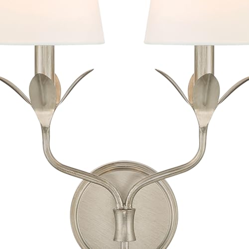 Crystorama Broche 2 Light Antique Silver Sconce - color: Antique Silver, size: Width: 12 Inches