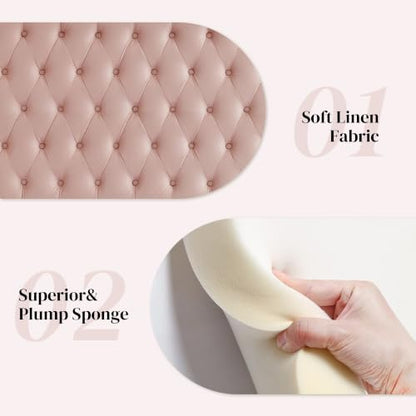 Upholstered Queen Headboard Only, Premium Velvet Button Tufted Headboards, Adjustable Solid Wood Head Board, Padded Headboard with Solid Wood Legs in Bedroom (Pink) - color: Pink, size: High Queen