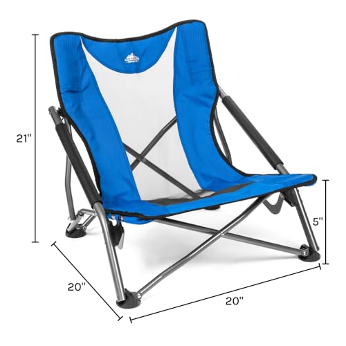 Cascade Mountain Tech Folding Camp Chair for Camping, Beach, Picnic, Barbqeues, Sporting Events with Carry Bag - color: Royal Blue