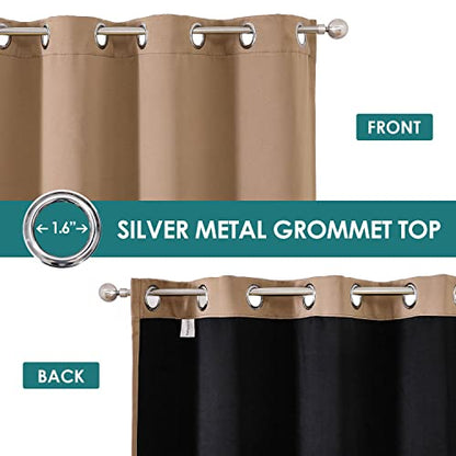 ChrisDowa 100% Blackout Curtains for Bedroom 63 Inches Long 2 Panels Set | 2 Thick Layers, Thermal Insulated, Light Blocking, Grommet, Window Treatment, Living Room Drapes, Cappuccino, 38 x 63 Inch - color: Cappuccino, size: 38"W x 63"L (Pack of 2)