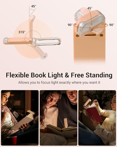 DEWENWILS Rechargeable LED Clip on Book Light for Reading in Bed Mocha | Warm White, Brightness Adjustable, Flexible Lighting Angle, Compact & Lightweight for Bookworms, Kids, Adults - color: Mocha Mousse