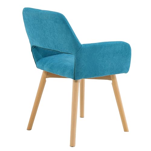 Desk Chair No Wheels Vanity Chair Comfy Accent Chair for Living Dining Room Bedroom Home Office Mid Century Modern Upholstered Armchair Sofa Chair (Teal, 1) - color: Teal