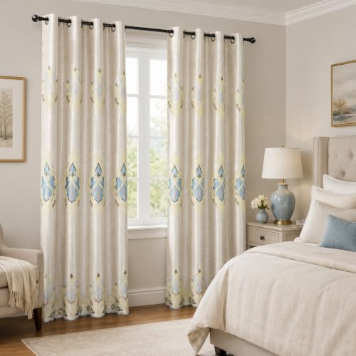 Simple Chenille Jacquard Blackout Window Elegance Curtains/Drapes/Panels/Treatments for Bedroom Living Room,Top Grommets, Two Panels, W54 x L96 inch - color: C1, size: 54"W x 96"L (Pack of 2)