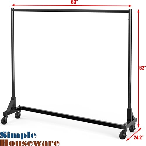 Simple Houseware Industrial Grade Z-Base Garment Rack, 63" W/500Lb, Black - color: Black