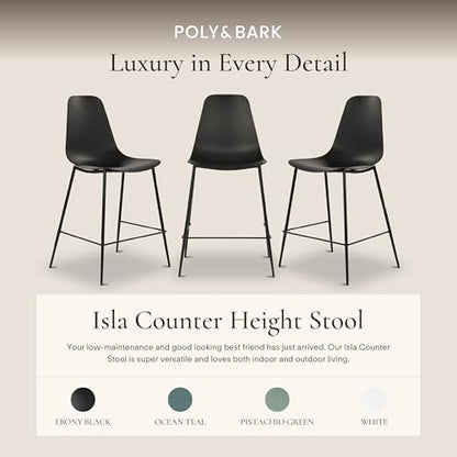Poly & BARK Isla Bar Stools Set of 3 – Counter Height Bar Stool for Kitchen – Set of Counter Stools – Indoor/Outdoor Barstools – Modern Kitchen Bar Stools - Ebony Black - color: Ebony Black, style: Isla Counter Stool Set of 3
